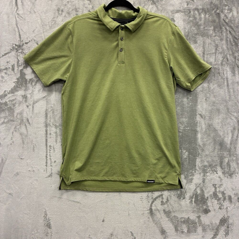 Truewerk Edo Shirt Mens M Green Short Sleeve Polo Performance Stretch Golf Rugby